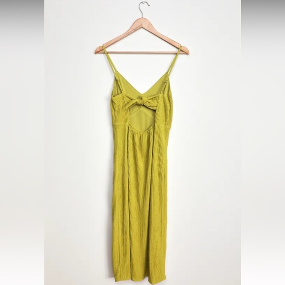 Lulus View and I Chartreuse Tie-Back Faux-Wrap Midi Dress - Picture 9 of 14
